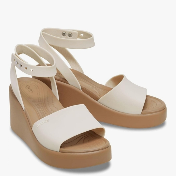 Crocs Brooklyn Ankle Strap Wedges Size 11 - Picture 1 of 6